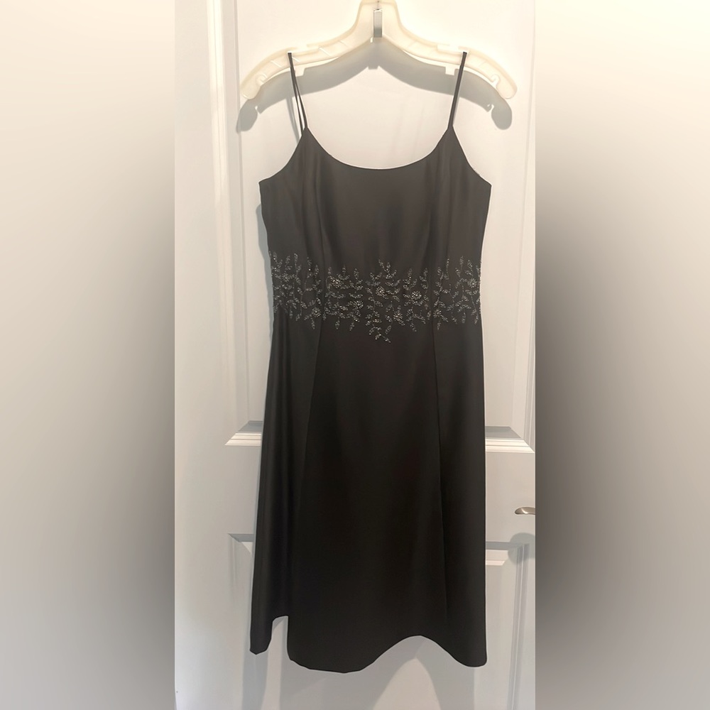 ANN TAYLOR BLACK BEADED COCKTAIL DRESS